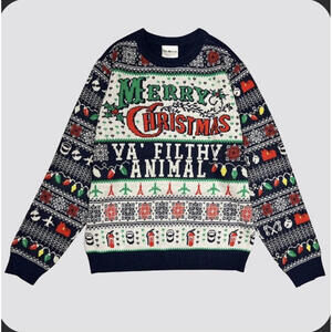 Men's Home Alone Filthy Animal Crewneck Pullover Sweater - Blue S CL47